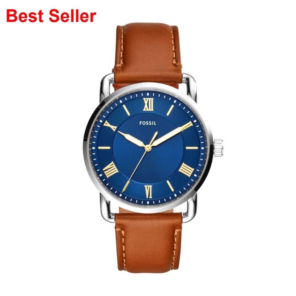 Stainless Steel and Leather Watch with Quartz Movement